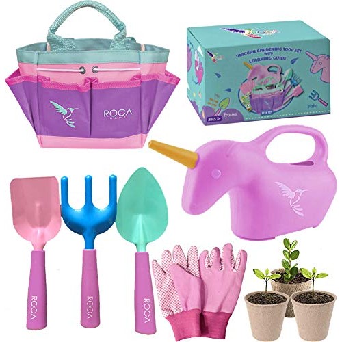 ROCA Home Kids Gardening Tools with Kids Gardening Gloves and Unic...