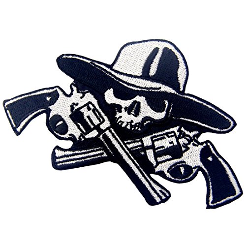 Skull with Patch Embroidered Applique Iron On Sew On Emblem
