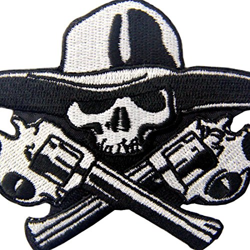 Skull with Patch Embroidered Applique Iron On Sew On Emblem