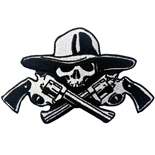 Skull with Patch Embroidered Applique Iron On Sew On Emblem