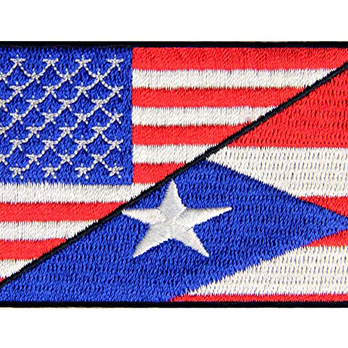 USA/Puerto Rico Flag Patch Embroidered National Morale Applique Ir...