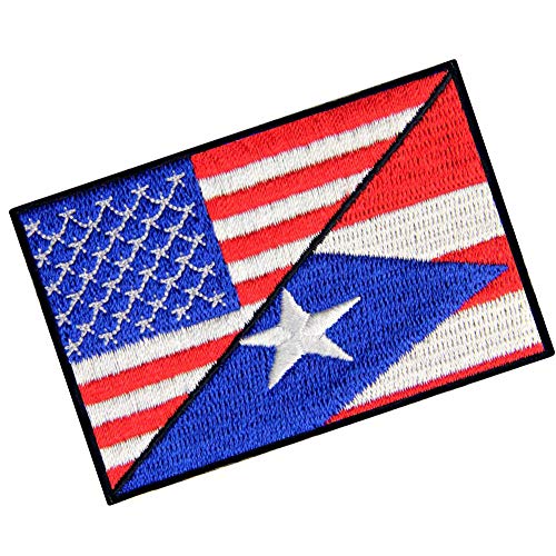 USA/Puerto Rico Flag Patch Embroidered National Morale Applique Ir...