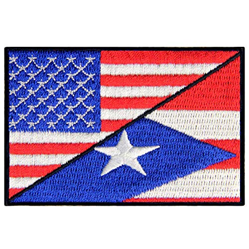 USA/Puerto Rico Flag Patch Embroidered National Morale Applique Ir...