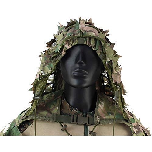 ROCOTACTICAL Sniper Ghillie Viper Hood with 3D Laser-Cut Leaves, T...