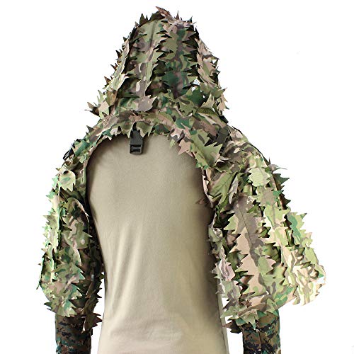 ROCOTACTICAL Sniper Ghillie Viper Hood with 3D Laser-Cut Leaves, T...