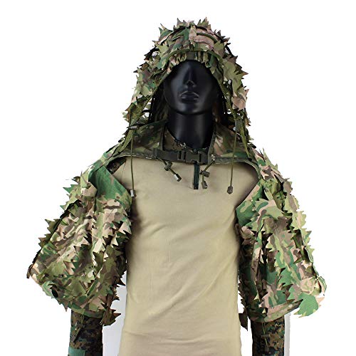 ROCOTACTICAL Sniper Ghillie Viper Hood with 3D Laser-Cut Leaves, T...