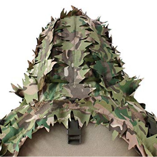 ROCOTACTICAL Sniper Ghillie Viper Hood with 3D Laser-Cut Leaves, T...
