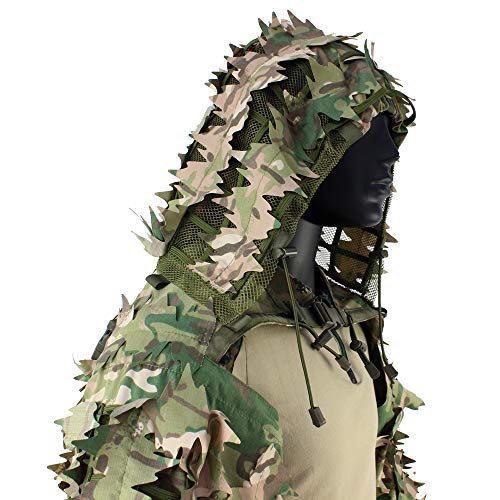 ROCOTACTICAL Sniper Ghillie Viper Hood with 3D Laser-Cut Leaves, T...