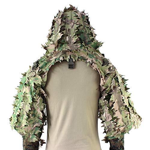 ROCOTACTICAL Sniper Ghillie Viper Hood with 3D Laser-Cut Leaves, T...