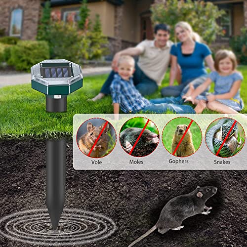 Mole Repellent Solar Powered 8 Pack - Ultrasonic Mole Repeller Vol...