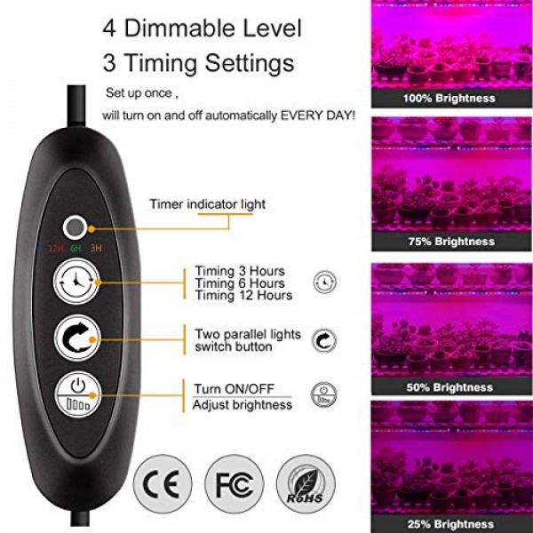 Grow Light Winter 6 Pack 16-inches LED Grow Light Strips with Time...