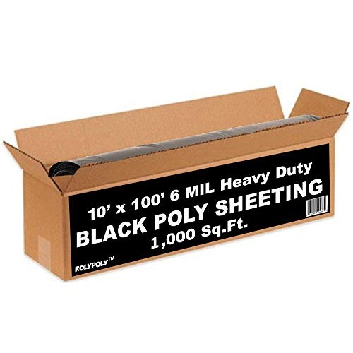 Plastic Sheeting Roll 6 MIL 10x100 Black for Painting, Plastic T...