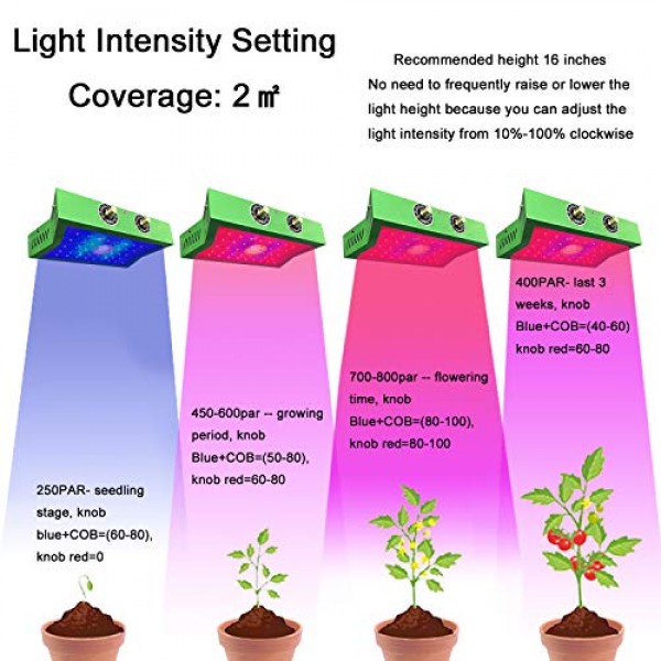 COB LED Grow Light 1200W, Adjustable Veg&Bloom Switch Full Spectru...