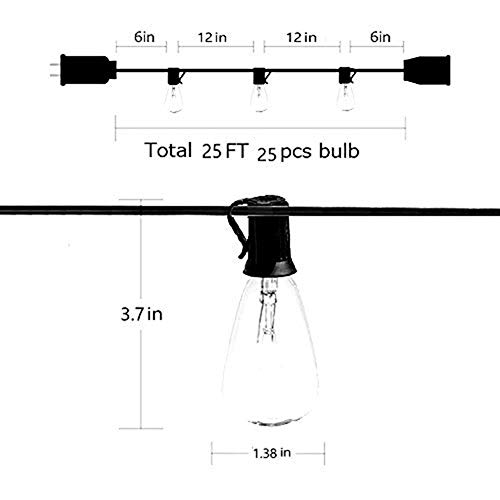 Romasaty 25FT ST35 Outdoor Patio Edison String Lights with 27Clear...