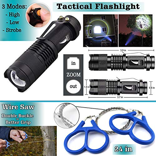 Survival Kit Tactical Camping Gear 14 in 1 Backpack Hiking Outdoor...