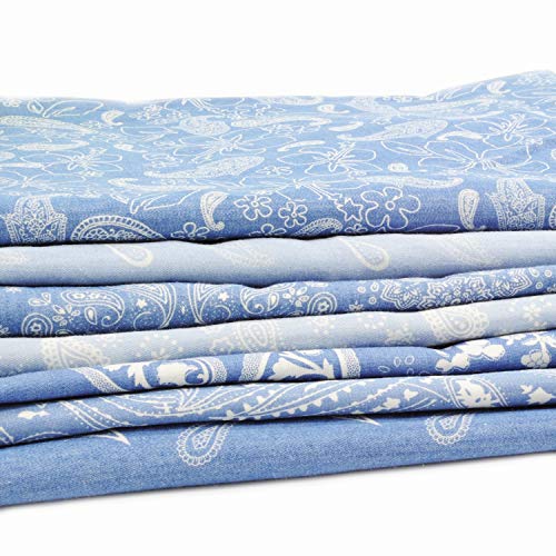 Fat Quarter Fabric Bundles Pre-Cut Checker Quilting Cotton Denim S...