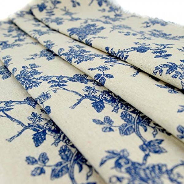 Linen Cotton Printed Fabric for Home Decoration and Crafting by Th...