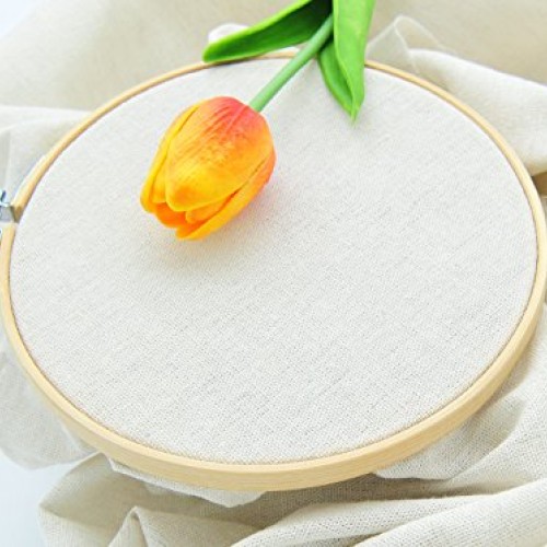 rose flavor Ivory Linen Needlework Embroidery Fabric Cross Stitchi...