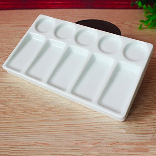 ROSENICE Ceramic Watercolor Palette Tray 10-Well Rectangular Shape...