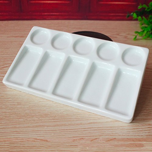 ROSENICE Ceramic Watercolor Palette Tray 10-Well Rectangular Shape...