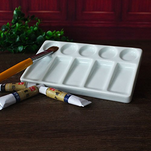 ROSENICE Ceramic Watercolor Palette Tray 10-Well Rectangular Shape...