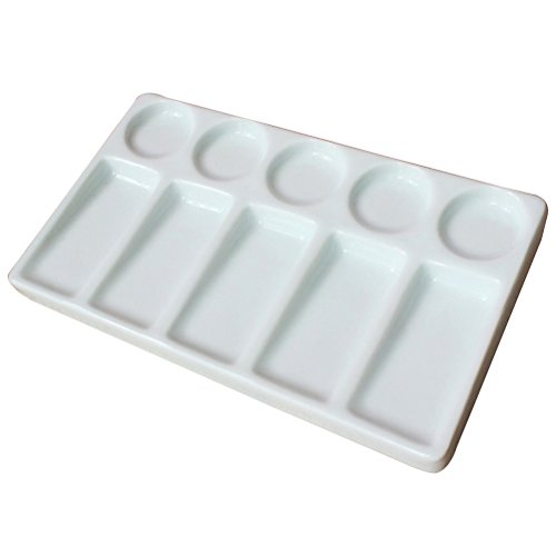 ROSENICE Ceramic Watercolor Palette Tray 10-Well Rectangular Shape...