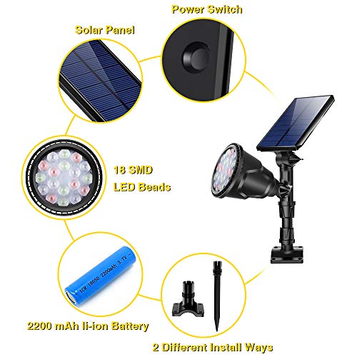 Outdoor Solar Colored Spot Lights,Super Bright 18 LED Security Lam...