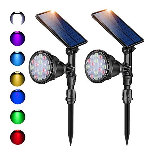 Outdoor Solar Colored Spot Lights,Super Bright 18 LED Security Lam...