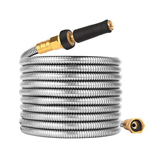 Rosy Earth Metal Garden Hose 50 ft - Stainless Steel Collapsible H...