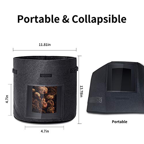 Rouffiel Potato Grow Bags, 5 Pack 7 Gallon Planting Pots with Velc...