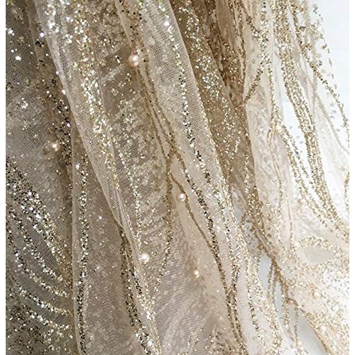 Length 118 Inches Width 51 Inches Wavy Striped Sequin Mesh Gilded ...