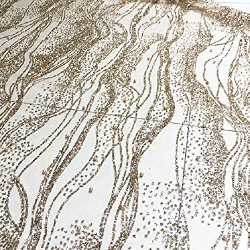 Length 118 Inches Width 51 Inches Wavy Striped Sequin Mesh Gilded ...