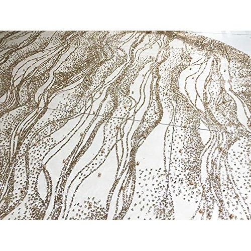 Length 118 Inches Width 51 Inches Wavy Striped Sequin Mesh Gilded ...
