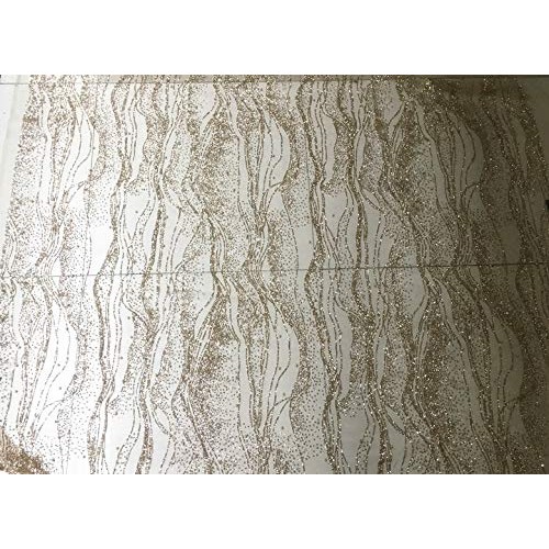 Length 118 Inches Width 51 Inches Wavy Striped Sequin Mesh Gilded ...