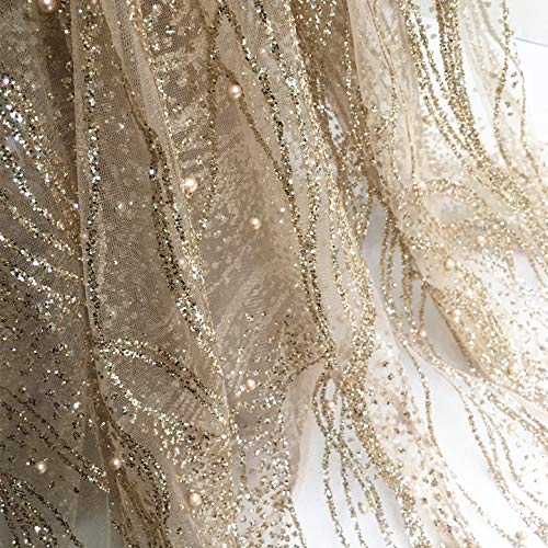 Length 118 Inches Width 51 Inches Wavy Striped Sequin Mesh Gilded ...