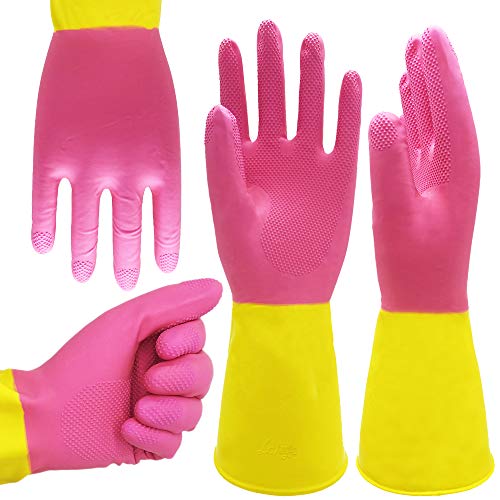 ROYAKI Chemical Gloves,Waterproof Cleaning Protective Flock Lined ...