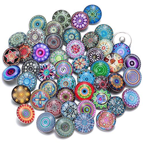 50pcs/lot Multi Themes Mixed Pattern Glass Snap Charms 18mm Snap ...