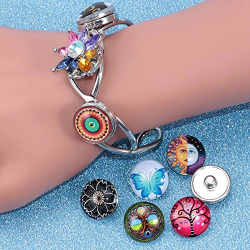 50pcs/lot Multi Themes Mixed Pattern Glass Snap Charms 18mm Snap ...
