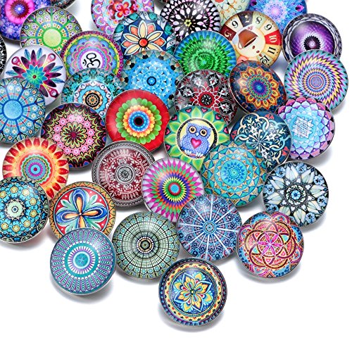 50pcs/lot Multi Themes Mixed Pattern Glass Snap Charms 18mm Snap ...