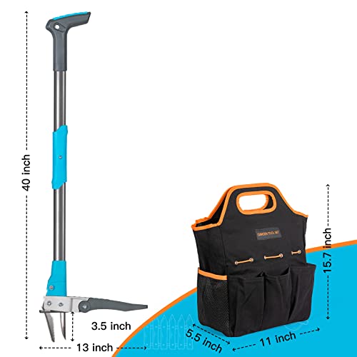 Royalgarden Weed Puller Tool with 2 Garden Tool Bags, 40in-Long St...