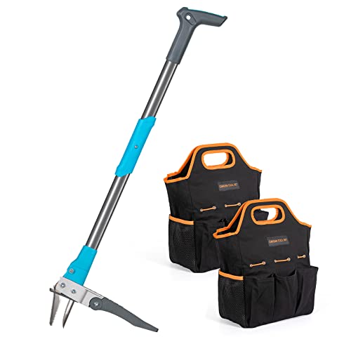 Royalgarden Weed Puller Tool with 2 Garden Tool Bags, 40in-Long St...