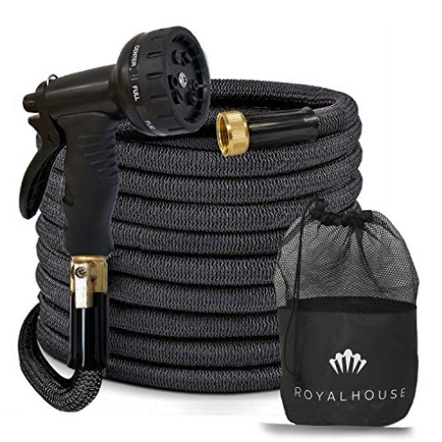 RoyalHouse 100 FT Black Expandable Garden Hose Water Hose with 9-F...