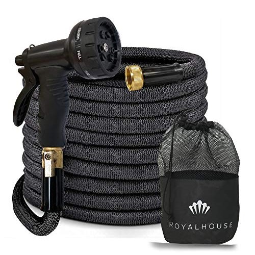 RoyalHouse 100 FT Black Expandable Garden Hose Water Hose with 9-F...