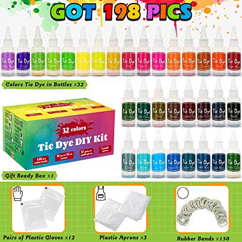 Tie Dye Kit, 32 Colors Shirt Dye Kit for Kids, Adults, User-Friend...