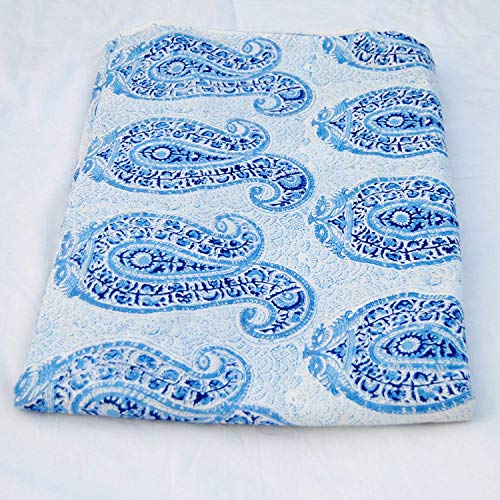 Blue Paisley Hand Block Print Cotton Voile Sewing Fabric Quilting ...