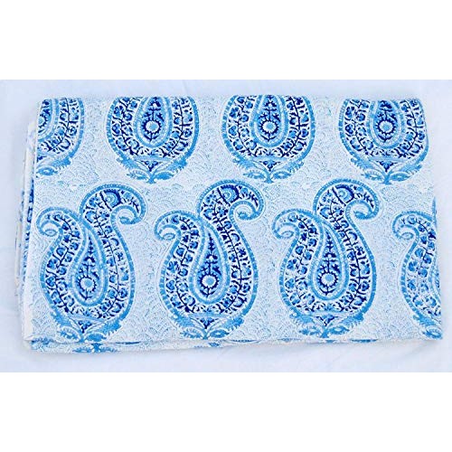 Blue Paisley Hand Block Print Cotton Voile Sewing Fabric Quilting ...