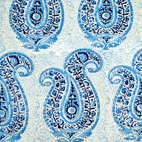 Blue Paisley Hand Block Print Cotton Voile Sewing Fabric Quilting ...