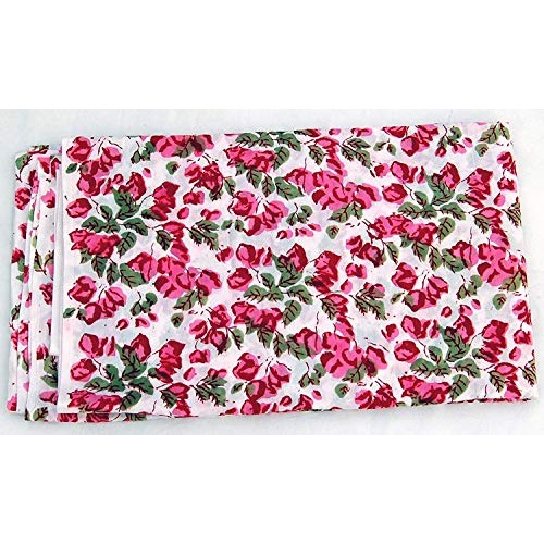 Indian Handmade Floral Print Cotton Voile Fabric Hand Block Printe...