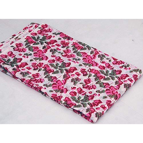 Indian Handmade Floral Print Cotton Voile Fabric Hand Block Printe...
