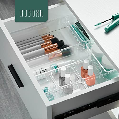Ruboxa Clear Drawer Organizer - 25 PCS Clear Plastic Drawer Organi...